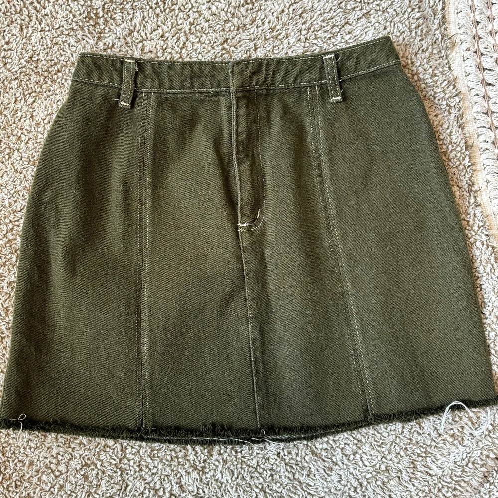 St John's Bay Army Green Mini Skirt 100% Cotton
